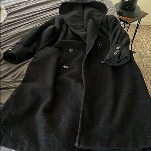 Central Park West Black Hooded Coat
